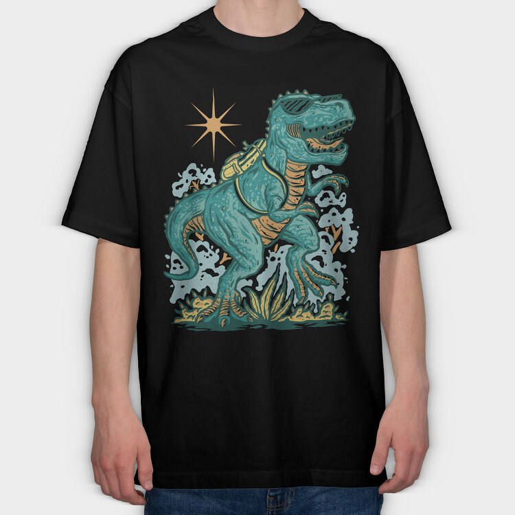 T Rex School Backpack, Tricou Oversize Barbati (Unisex)