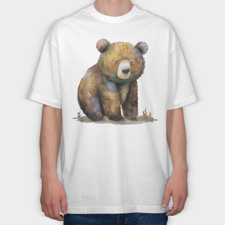 Watercolor Bear Sit, Tricou Oversize Barbati (Unisex)
