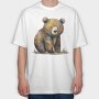 Watercolor Bear Sit, Tricou Oversize Barbati (Unisex)