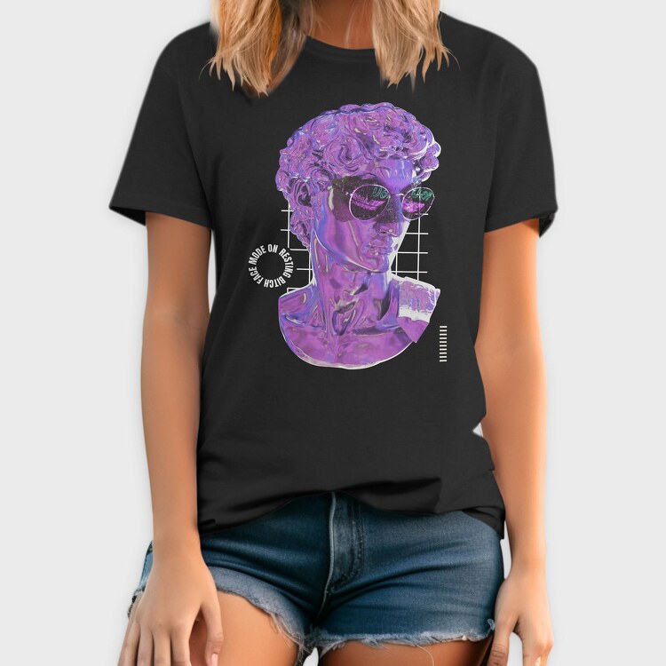3d Liquid Statue Head With Glasses Bitch Face, Tricou Barbati (Unisex)