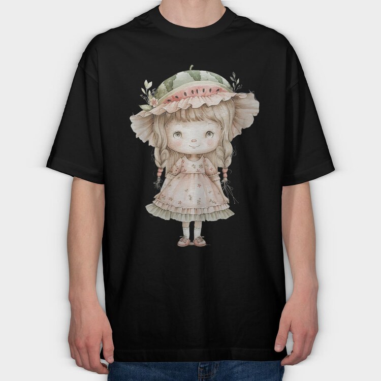 Vintage Watermelon Girl, Tricou Oversize Barbati (Unisex)