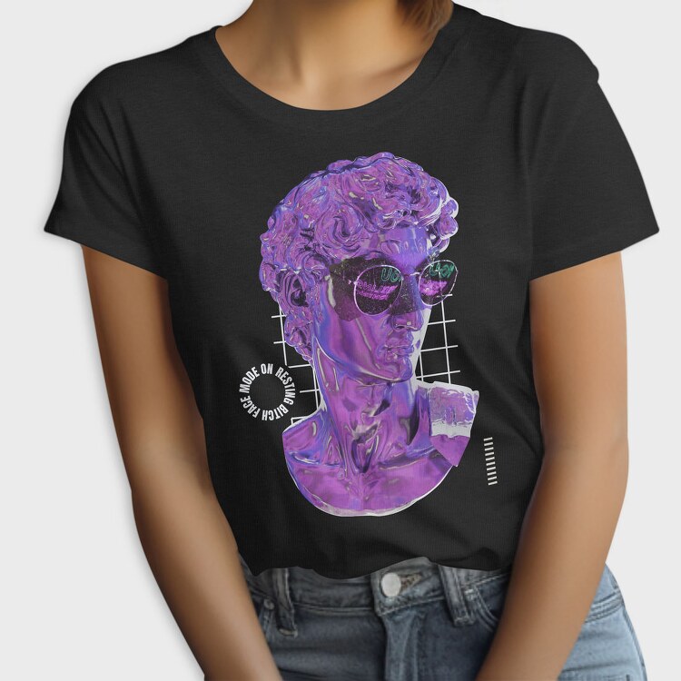 3d Liquid Statue Head With Glasses Bitch Face, Tricou Femei