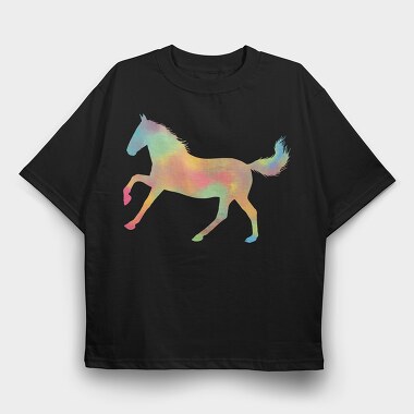 Watercolor Horse Silhouette, Tricou Oversize Barbati (Unisex)