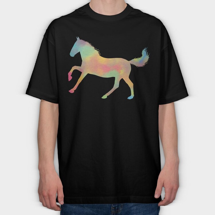 Watercolor Horse Silhouette, Tricou Oversize Barbati (Unisex)