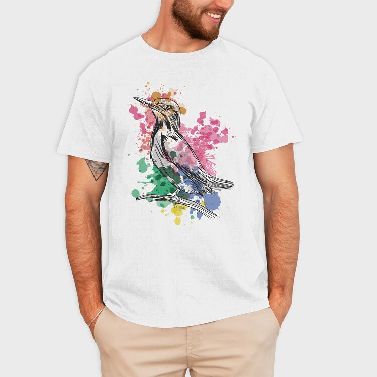 Watercolor Kingfisher European, Tricou Barbati (Unisex)