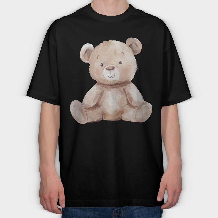 Watercolor Bear Sitting, Tricou Oversize Barbati (Unisex)