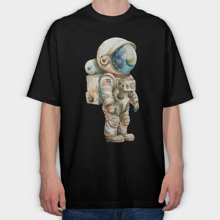 Watercolor Astronaut, Tricou Oversize Barbati (Unisex)
