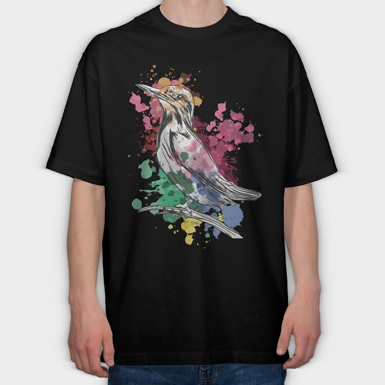 Watercolor Kingfisher European, Tricou Oversize Barbati (Unisex)