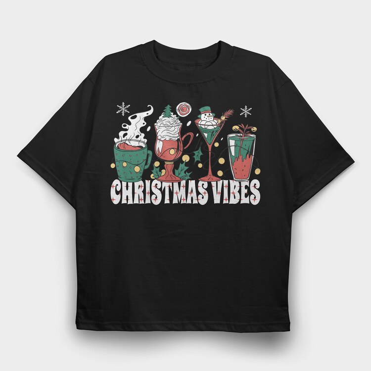Christmas Holiday Drinks Coffee, Tricou Oversize Barbati (Unisex)