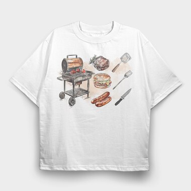 Bbq Elements, Tricou Oversize Barbati (Unisex)
