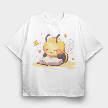 Bee Reading Cute, Tricou Oversize Barbati (Unisex)
