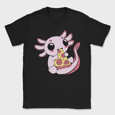 Cute Axolotl Eating Pizza, Tricou Barbati (Unisex)