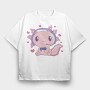 Cute Axolotl Playing Videogames Gaming, Tricou Oversize Barbati (Unisex)