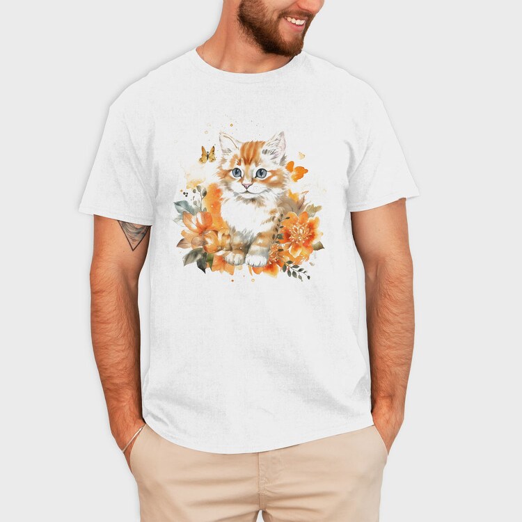 Watercolor Kitten Cute Cat, Tricou Barbati (Unisex)