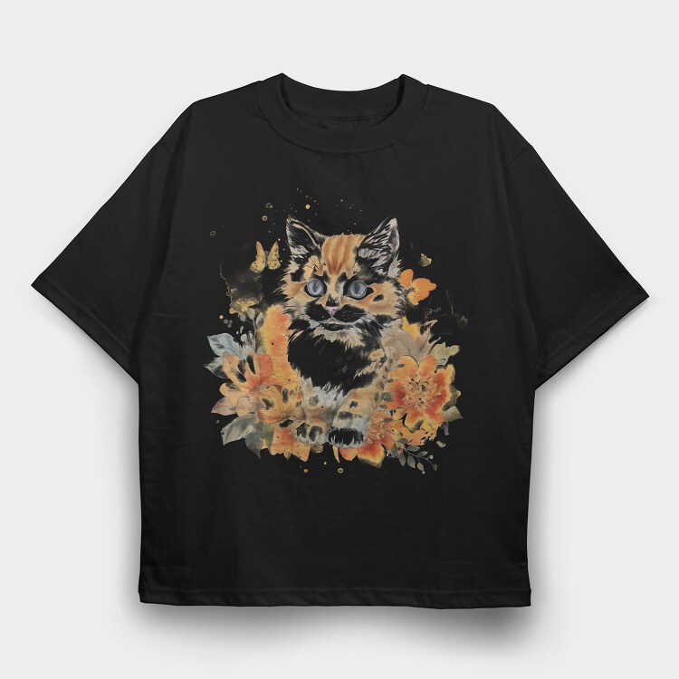 Watercolor Kitten Cute Cat, Tricou Oversize Barbati (Unisex)