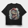 T Rex Wearing A Santa Hat Dinosaur Xmas, Tricou Oversize Barbati (Unisex)
