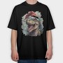 T Rex Wearing A Santa Hat Dinosaur Xmas, Tricou Oversize Barbati (Unisex)