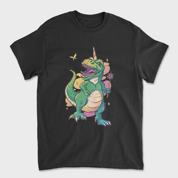 T Rex With Magic Wand Dino Fairy, Tricou Barbati (Unisex)