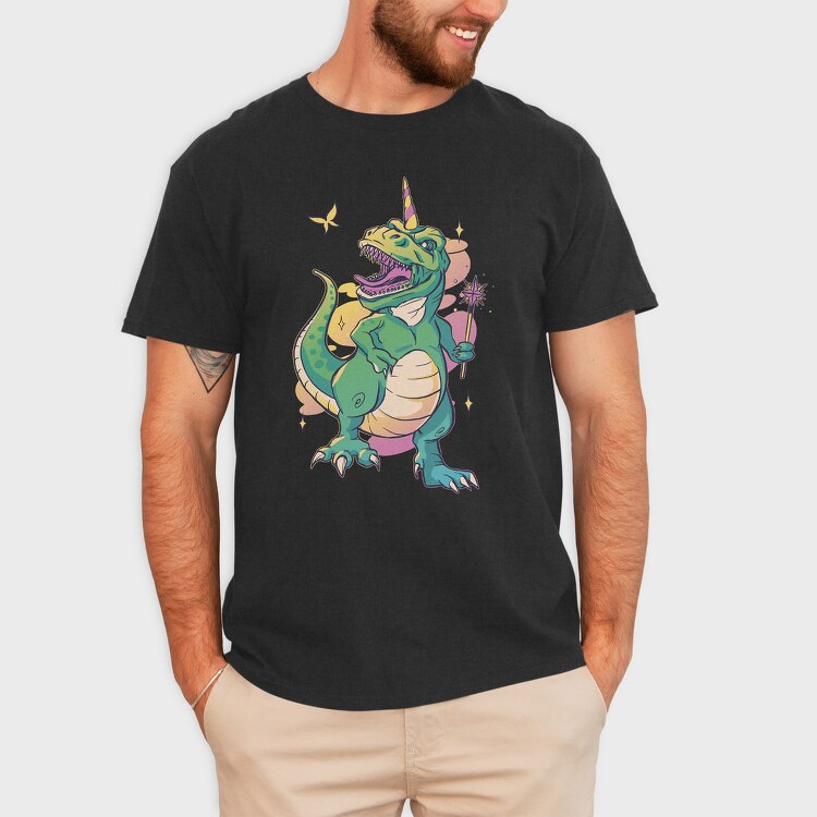 T Rex With Magic Wand Dino Fairy, Tricou Barbati (Unisex)