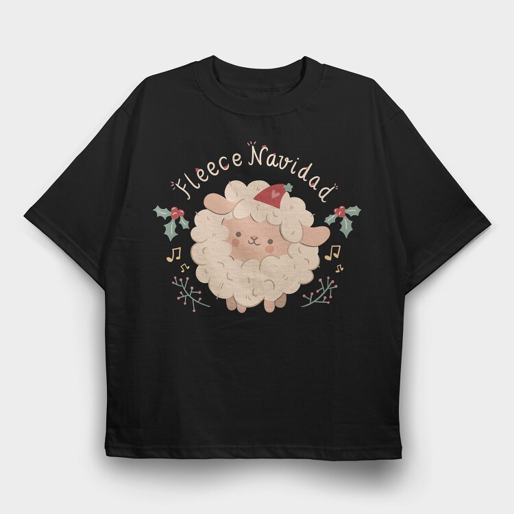 Merry Christmas Cute Sheep 1, Tricou Oversize Barbati (Unisex)