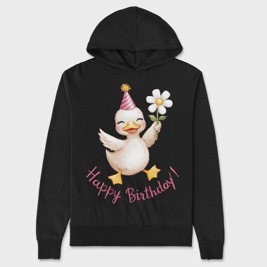 Watercolor Birthday Duck, Hanorac Oversize Barbati (Unisex)