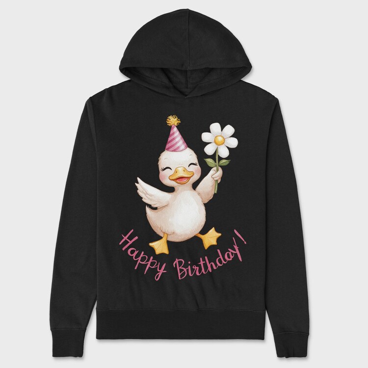 Watercolor Birthday Duck, Hanorac Oversize Barbati (Unisex)