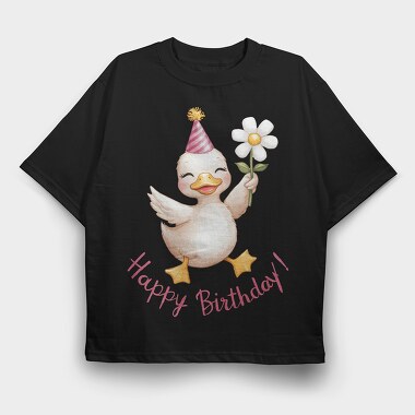 Watercolor Birthday Duck, Tricou Oversize Barbati (Unisex)