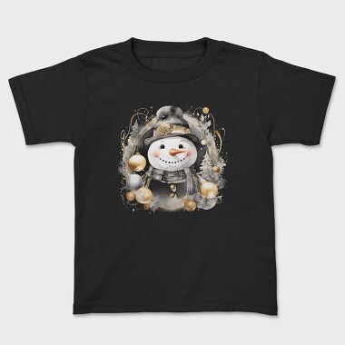 Watercolor Black Gold Snowman, Tricou Copii