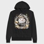 Watercolor Black Gold Snowman, Hanorac Oversize Barbati (Unisex)