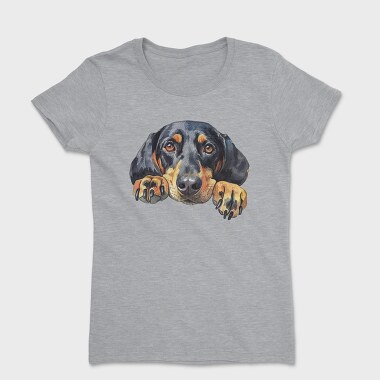 Watercolor Black Tan Coonhound, Tricou Femei