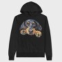 Watercolor Black Tan Coonhound, Hanorac Oversize Barbati (Unisex)