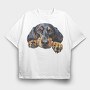 Watercolor Black Tan Coonhound, Tricou Oversize Barbati (Unisex)