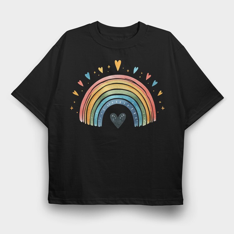 Watercolor Boho Heart, Tricou Oversize Barbati (Unisex)