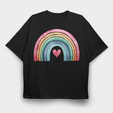 Watercolor Boho Rainbow, Tricou Oversize Barbati (Unisex)