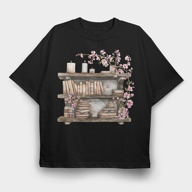 Watercolor Books Shelf, Tricou Oversize Barbati (Unisex)