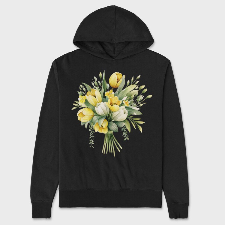 Watercolor Bouquet Bright, Hanorac Oversize Barbati (Unisex)