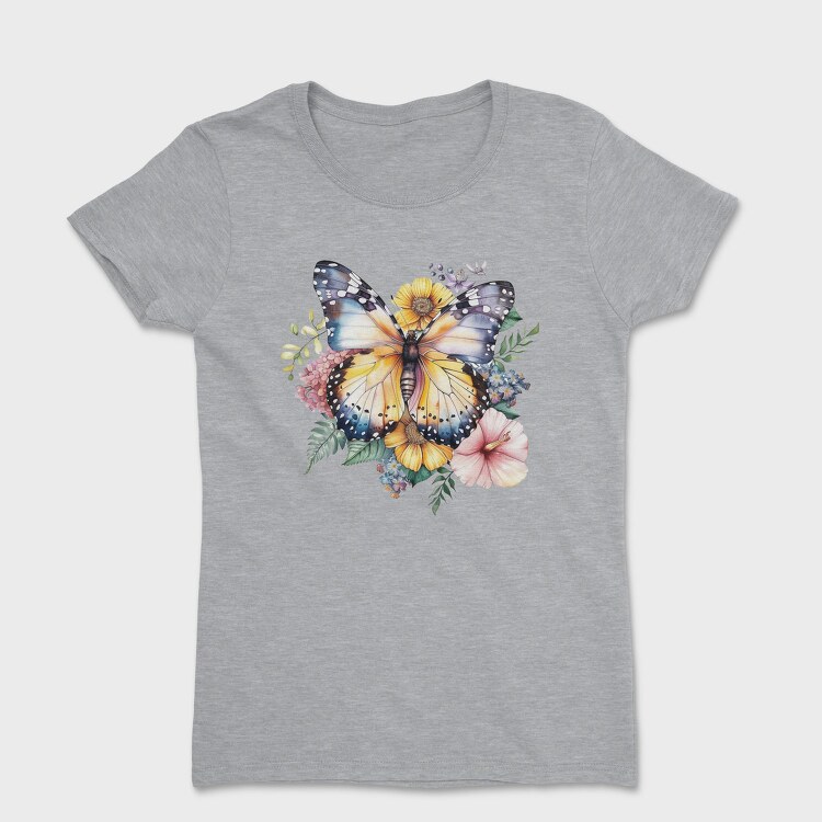 Watercolor Butterfly Floral, Tricou Femei