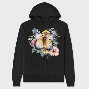 Watercolor Butterfly Floral, Hanorac Oversize Barbati (Unisex)