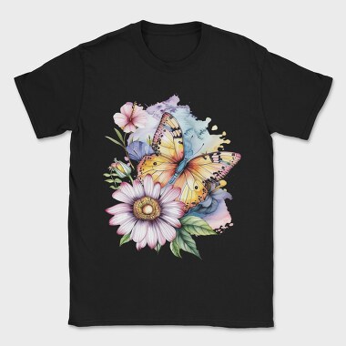 Watercolor Butterfly Flowers, Tricou Barbati (Unisex)