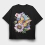 Watercolor Butterfly Flowers, Tricou Oversize Barbati (Unisex)