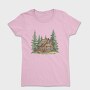 Watercolor Cabin Forest, Tricou Femei