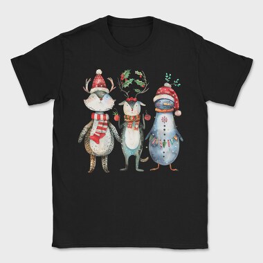 Watercolor Christmas Animals, Tricou Barbati (Unisex)