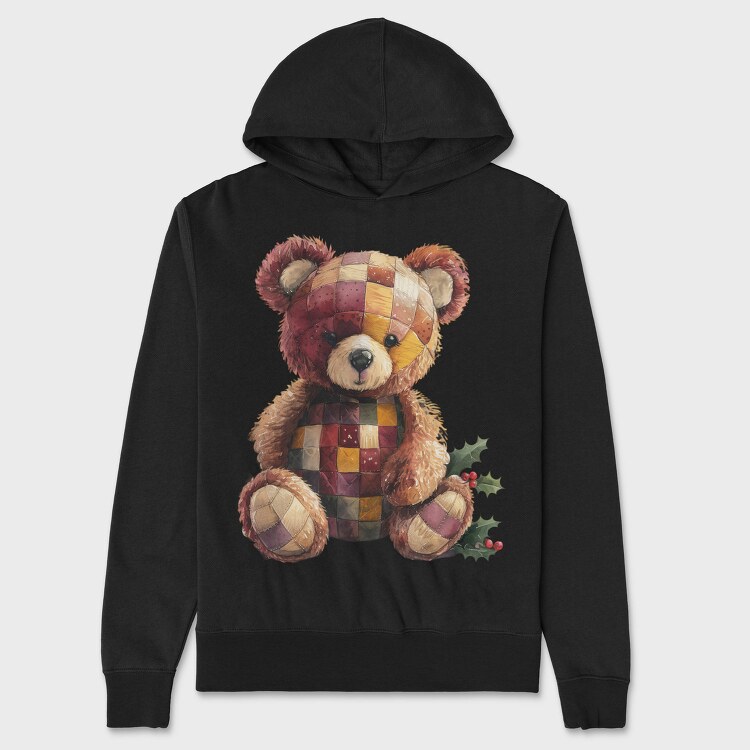 Watercolor Christmas Bear, Hanorac Oversize Barbati (Unisex)