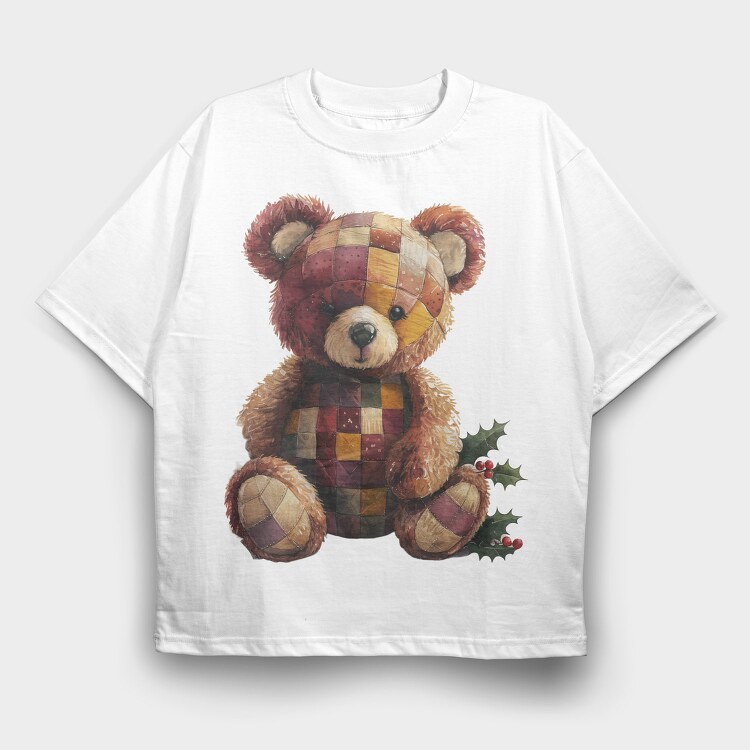 Watercolor Christmas Bear, Tricou Oversize Barbati (Unisex)