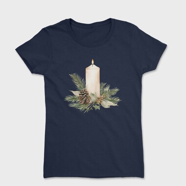 Watercolor Christmas Candle, Tricou Femei