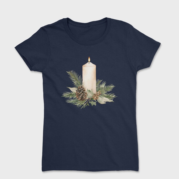 Watercolor Christmas Candle, Tricou Femei