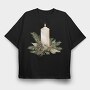 Watercolor Christmas Candle, Tricou Oversize Barbati (Unisex)