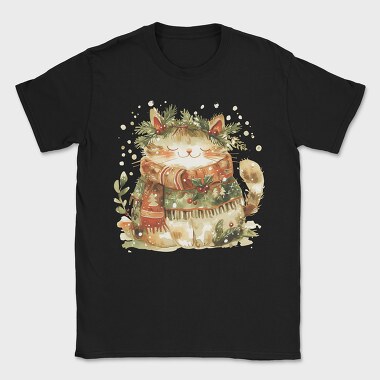 Watercolor Christmas Cat, Tricou Barbati (Unisex)
