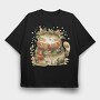 Watercolor Christmas Cat, Tricou Oversize Barbati (Unisex)