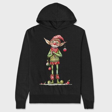 Watercolor Christmas Elf, Hanorac Oversize Barbati (Unisex)